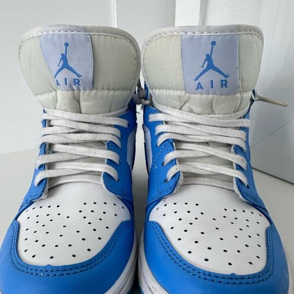 Air Jordan 1 Mid women retro UNC - 554724-106 Sz7 blue white distressed vibe - Picture 5 of 11